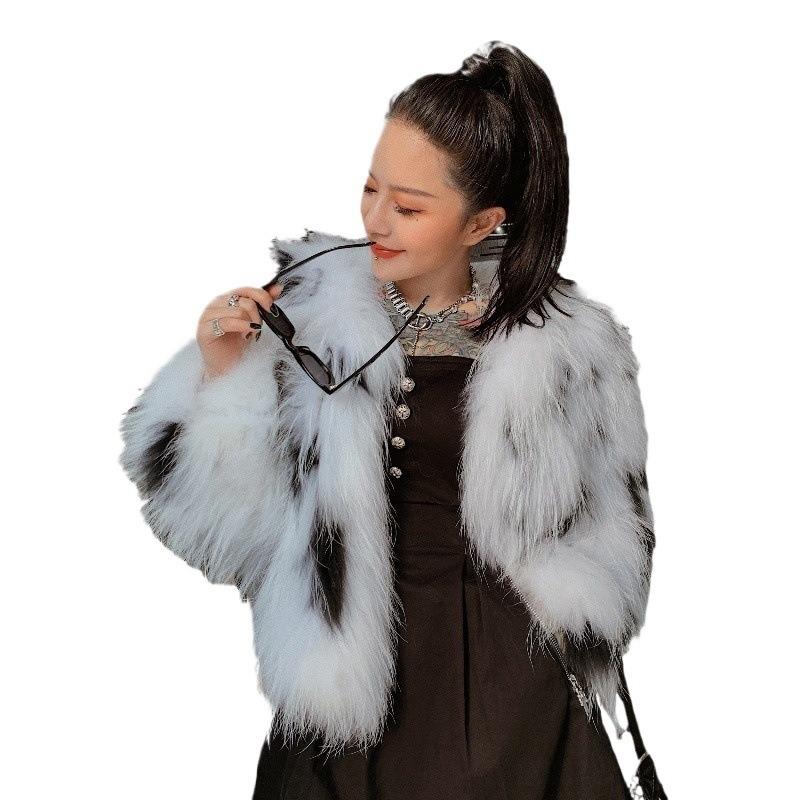 Winter New Imitation Raccoon Hair Imitation Fur Jacket Imitation Fox Hair Cotton Warm Top Short Fur Women