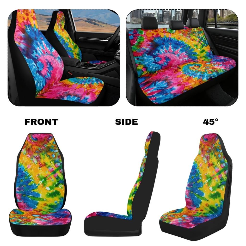5-Seat Car Seat Covers Set Abstract Art Digital Print Waterproof Fabric Airbag Compatible Front Rear Seat Protectors Universal Fit
