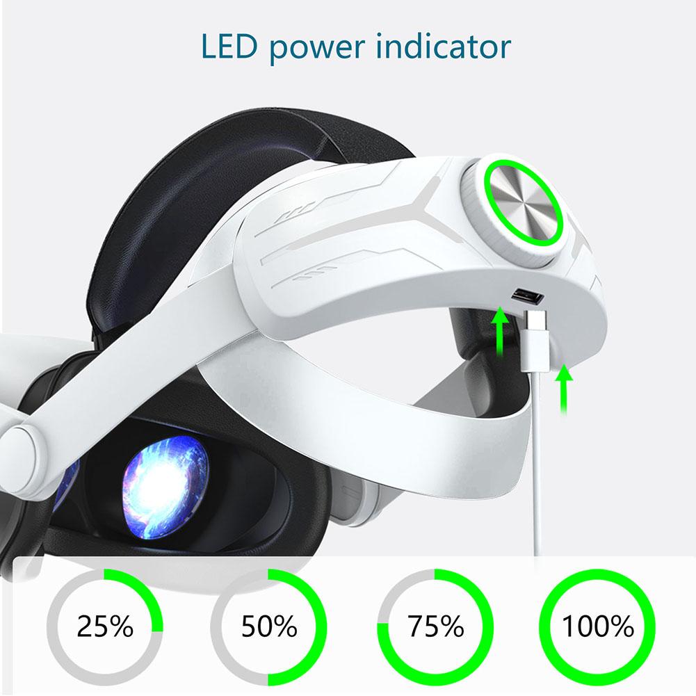 RGB Head Strap Comfort Battery Pack Elite Strap Battery 8000mAh Enhanced Support and Balance for Oculus Quest 2 for Meta Quest 2