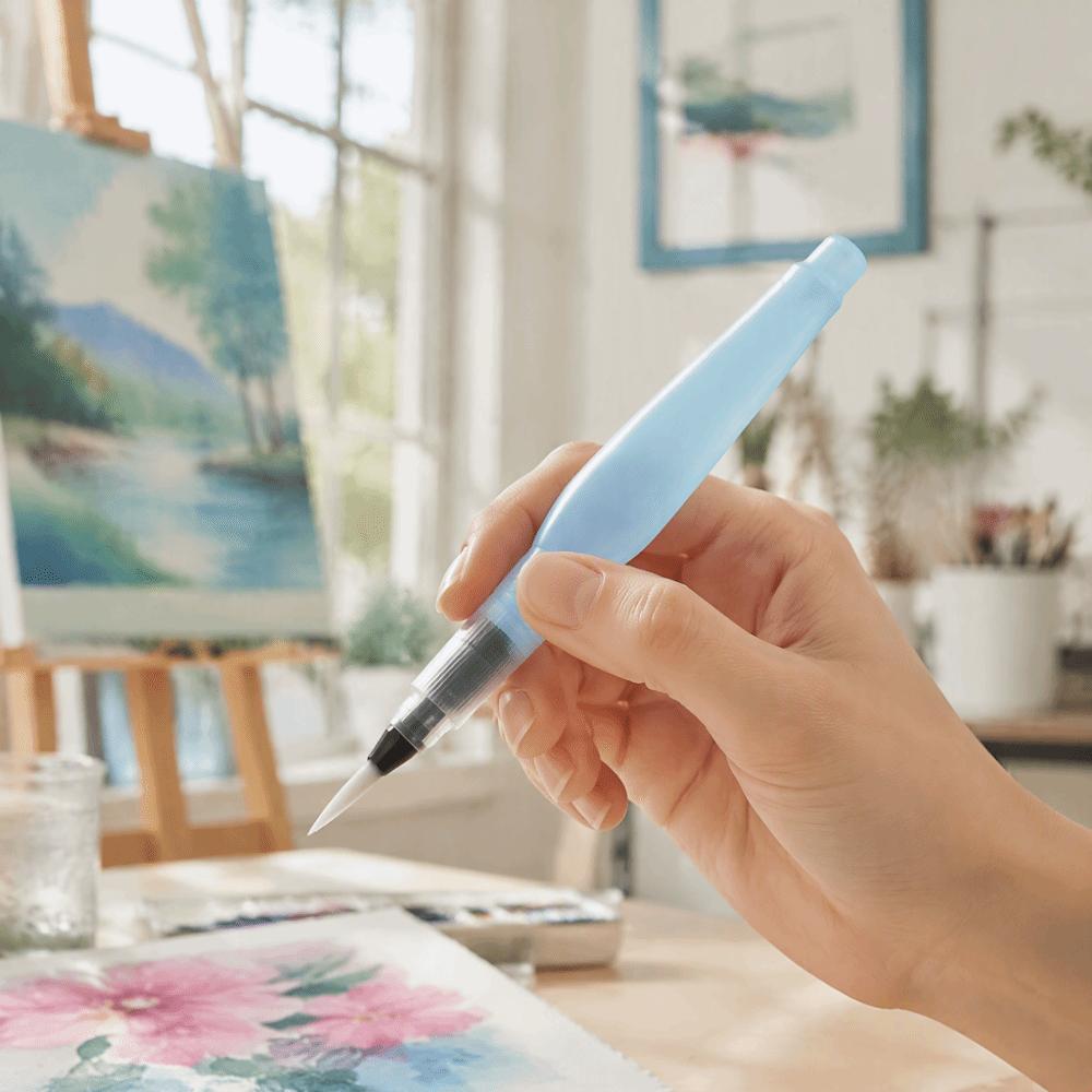3 PCS Refillable Watercolor Painting Brush Blue Calligraphy Ink Pen Watercolor Creation