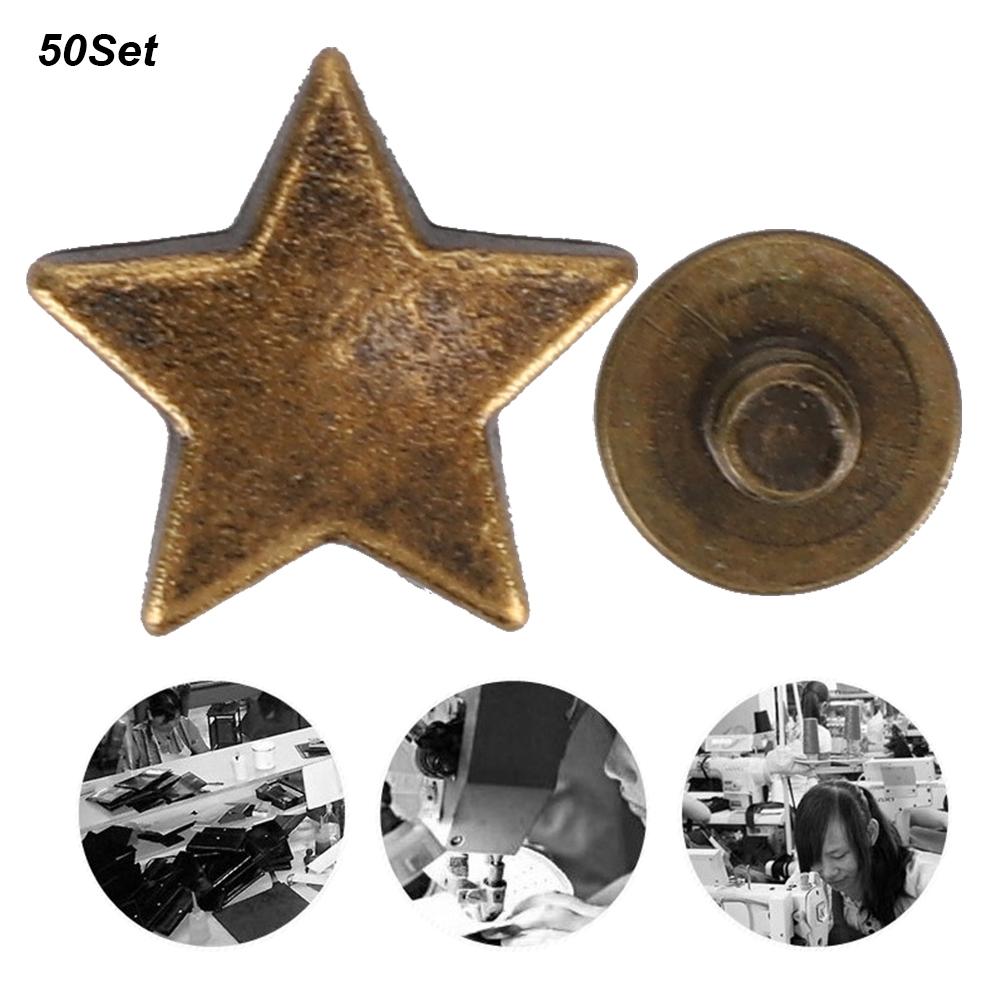 50 Sets Star Shape Rivet 12MM Flat Screw Clothes Accessory Anti‑Corrosion Zinc Alloy(Bronze )