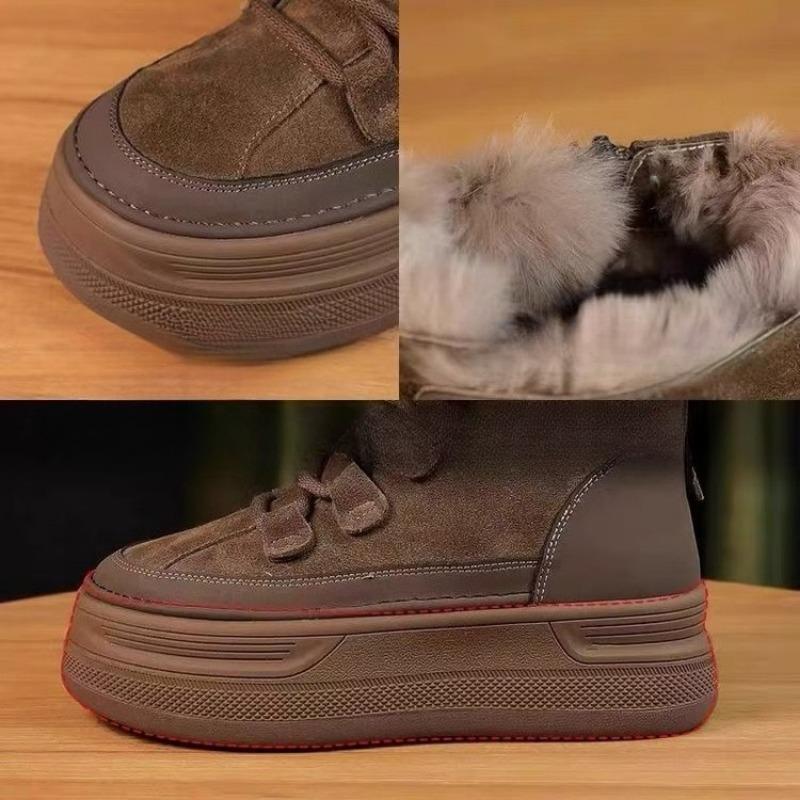 New Retro Thickened Ankle Boots for Women, Waterproof and Anti-slip Cotton Shoes