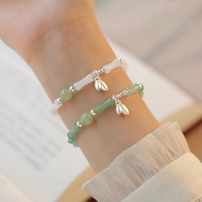 New Chinese Style Bamboo Knot Bamboo Leaf Pendant Bracelet Niche Design Sense New Chinese Style Ancient Style Personality Fashion Hand Jewelry