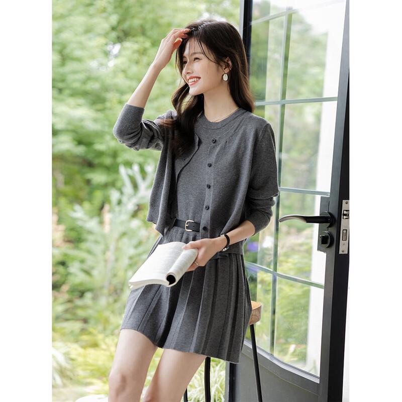 Mocana Women's Fashion Knitted Cardigan & Short Dress Set