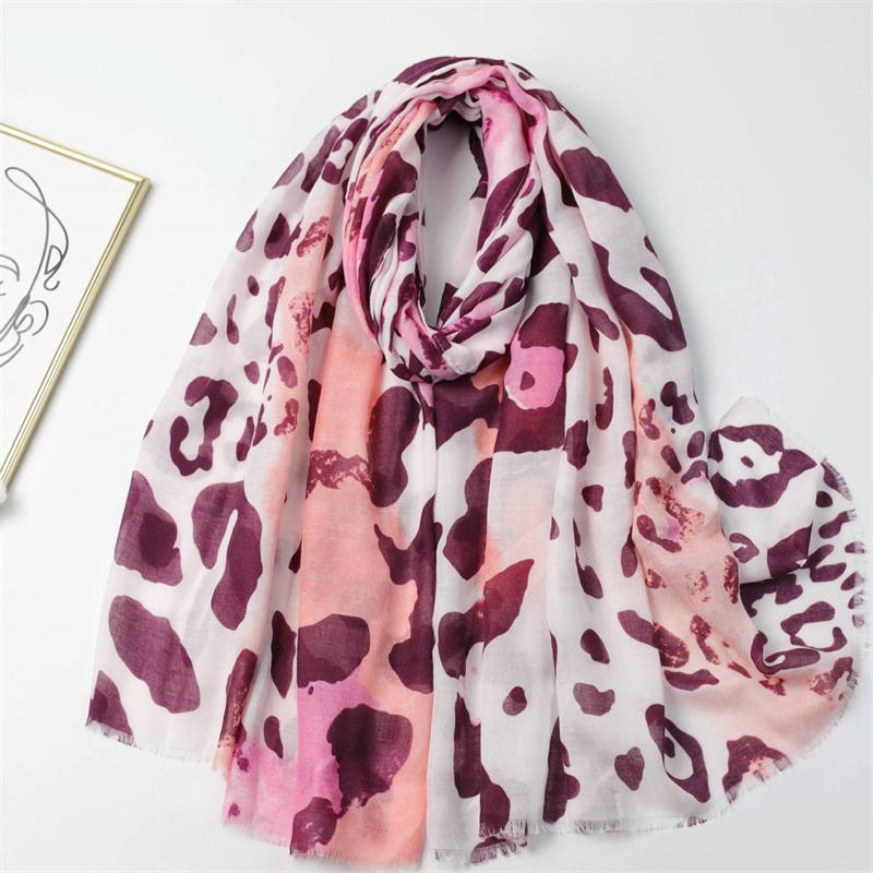 Winter Spain Thin Viscose Scarves Women Ombre Sexy Leopard Dot Shawls And Wraps Pashmina Stole Bufandas Muslim Sjaal 180*90Cm