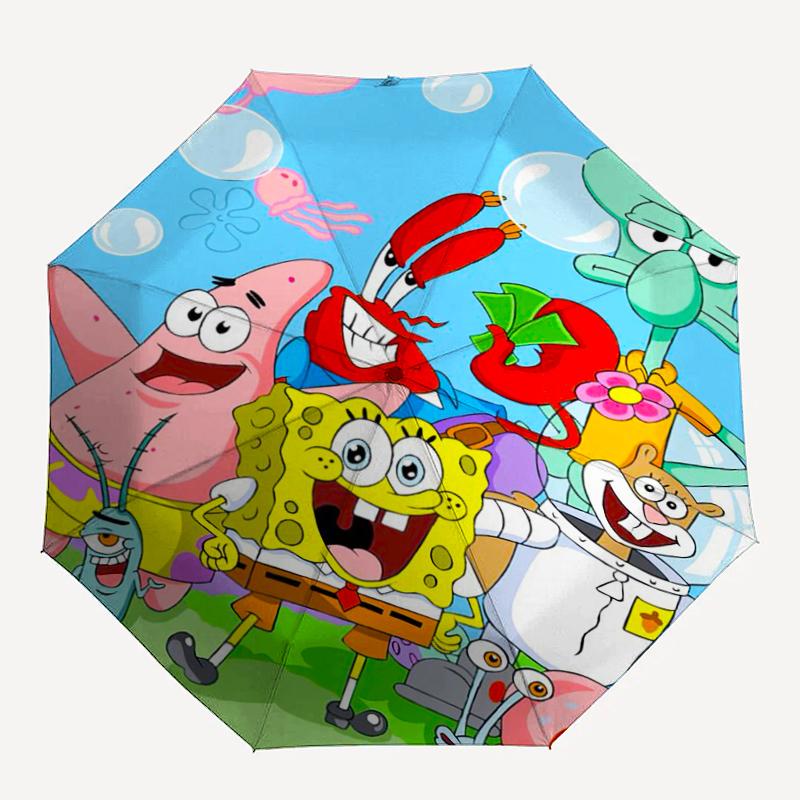 SpongeBob SquarePants Theme Automatic Umbrella, Lightweight & Portable, 8 Rib, Perfect for Outdoor Travel, Birthdays, Christmas, Gifts.