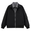 Men's Casual Loose Fit Baseball Jacket with Fake Two-Piece Shirt Collar and Side Pockets for Spring and Autumn.