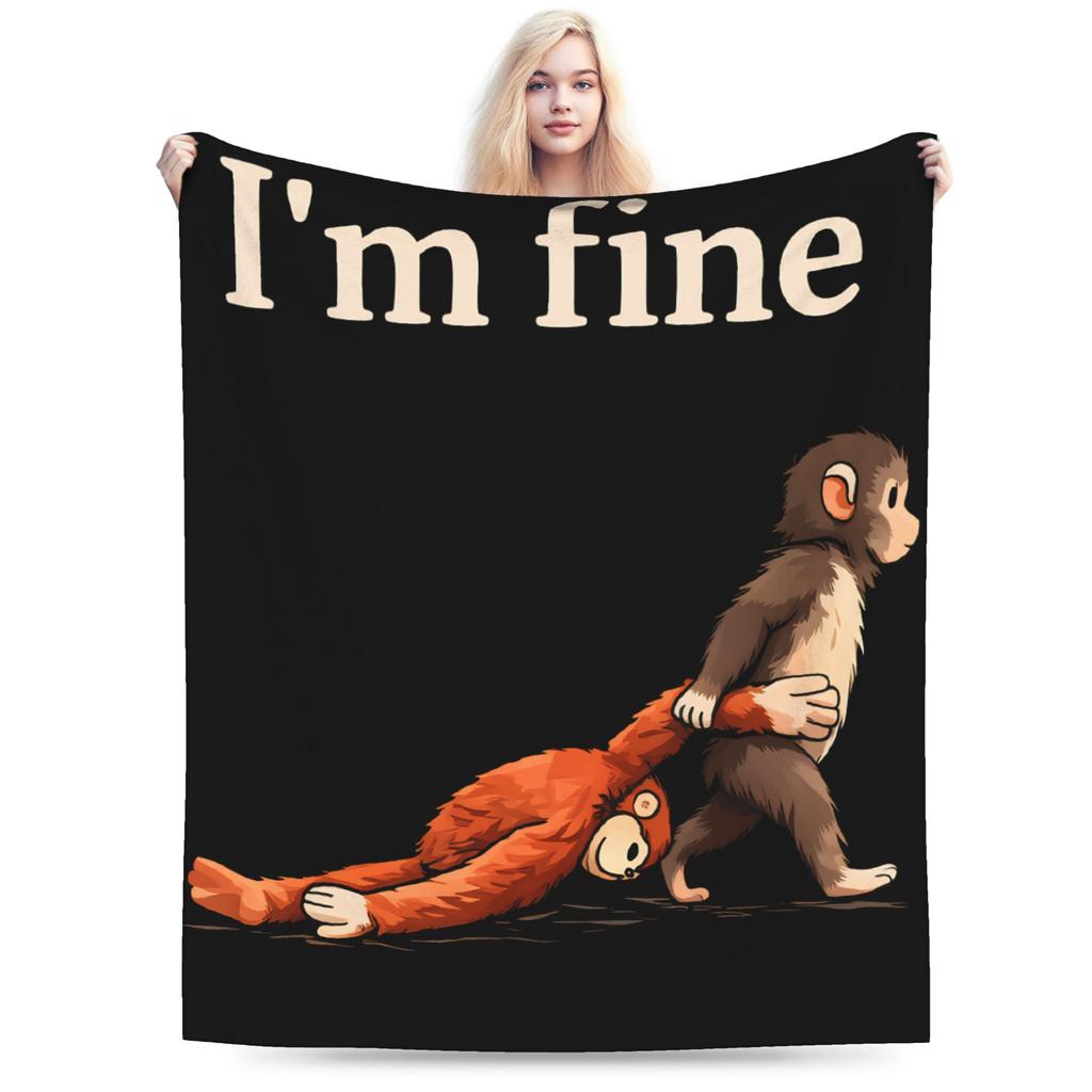 Sad Monkey Punch Blanket Soft Comfy Throw Blanket Winter Adults Girls Outdoor Camping Bedspread