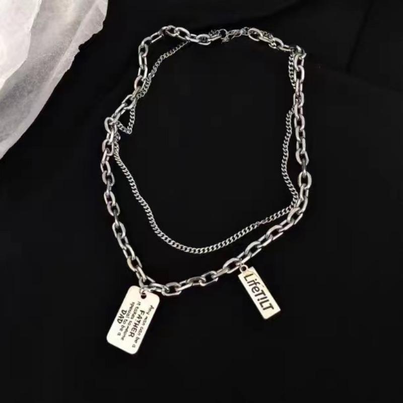 

Hip Hop Men Link Chain Pendant Necklace Fashion Punk Multi Layered Necklace for Women Necklaces Stainless Steel Metal Zircon