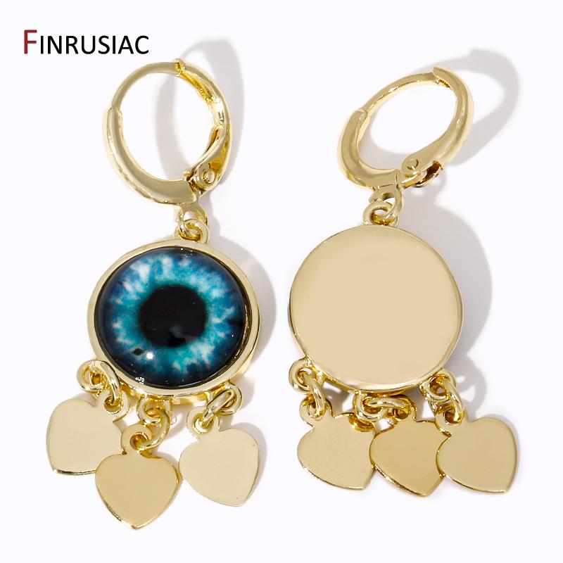 New Trendy Lucky Eye Turkish Evil Eye Drop Earrings Heart Charms Hanging Dangle Earrings For Women Ladies Party Jewelry Gift