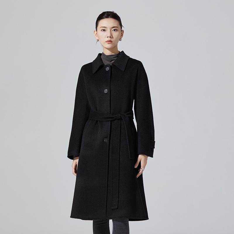Women's Mid-Length Double-Sided Cashmere Coat - Single-Breasted, Fashionable, Versatile Korean Style, High-End Pure Wool Outerwear for Autumn/Winter.
