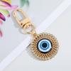 Crystal Blue Evil Eye Hasma Keychains Gold Copper Color Fatima Hand Charm Key Ring Accessories