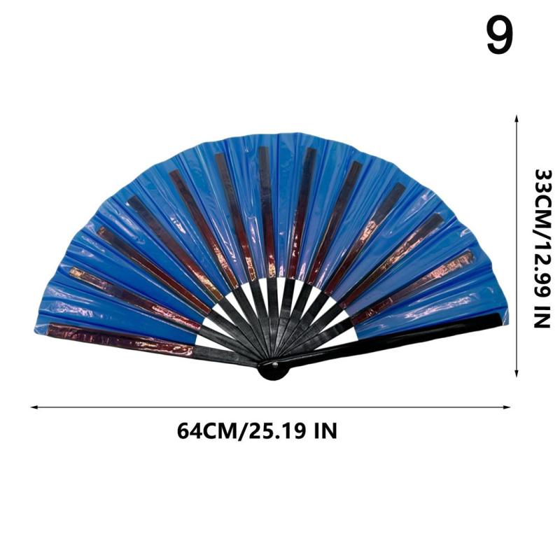 Holographic Folding Fan Pvc Glitter Laser Taiji Fan Dancing Clap Fan For Kung Fu Concerts And Rave Parties Colorful Accessory