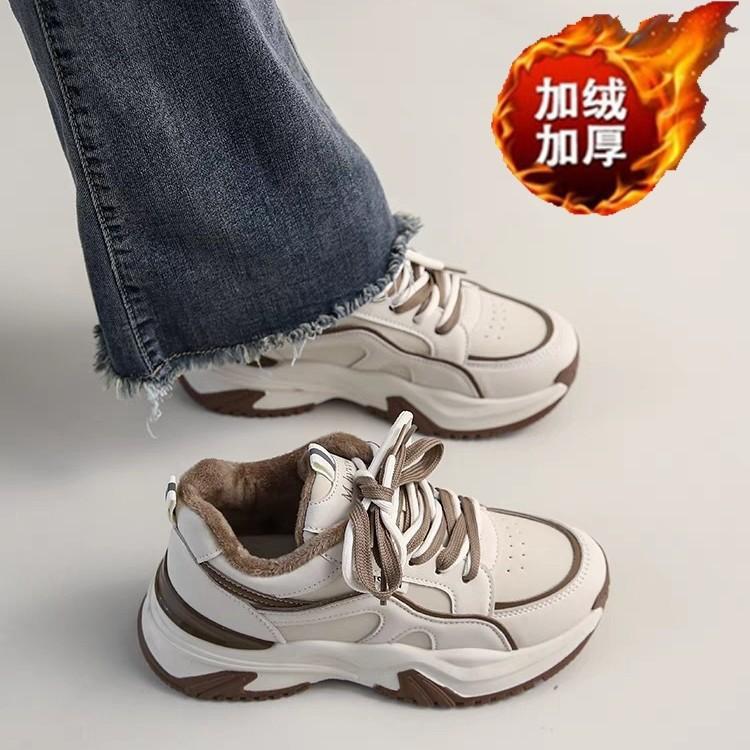 Daddy shoes women's 2025 new winter velvet warm two cotton shoes popular women's sports platform casual women's shoes