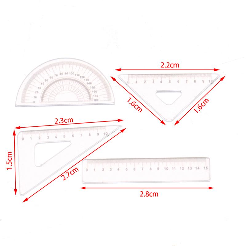 

4Pcs 1:12 Dollhouse Mini Ruler Set Learning Drawing Simulation Model Toy