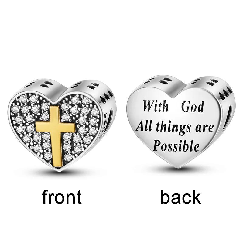 Copper Metal Cross Jesus GOD Charm Bead Components The Bible Bead Components Pray Designed For Angels Pendant Bead Component Compatible With