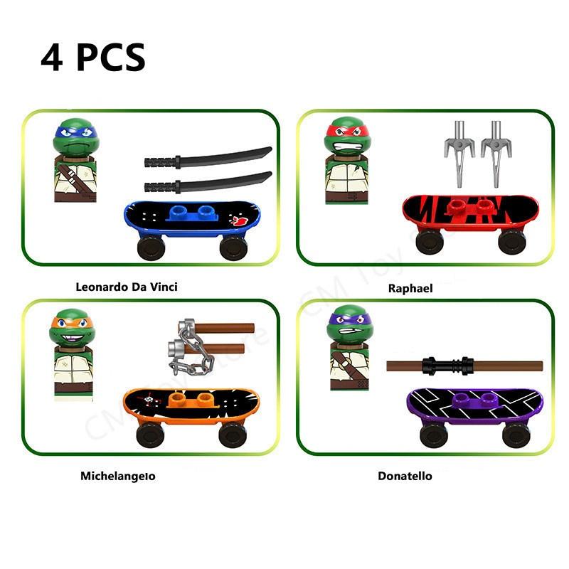 12Style Movie Mini Turtle Bricks  Weapons Assemble Action Figures Leo Raph Don Building Blocks MOC DIY Toys Gifts for Kids