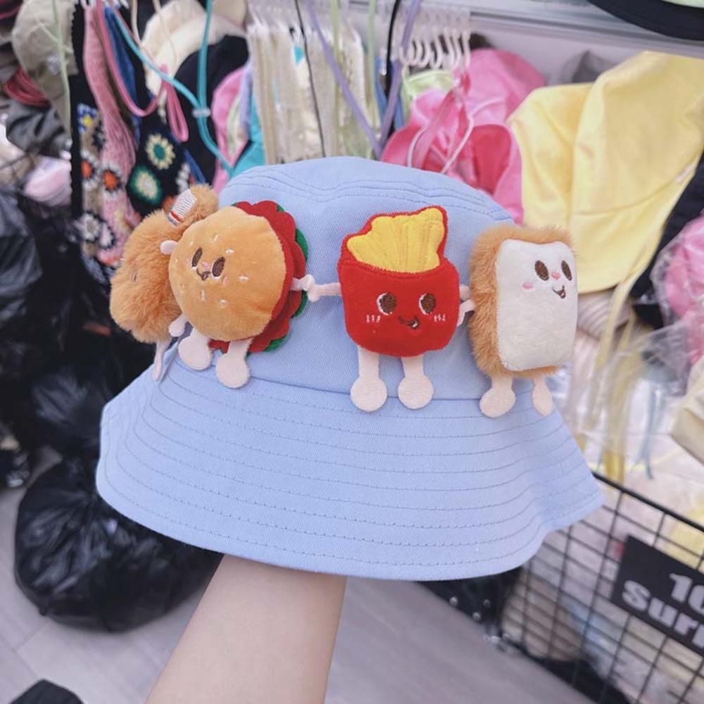 Adjustable Sunscreen Basin Cap Breathable Cartoon Sunshade Hat Hamburger Fisherman Hat  Kids