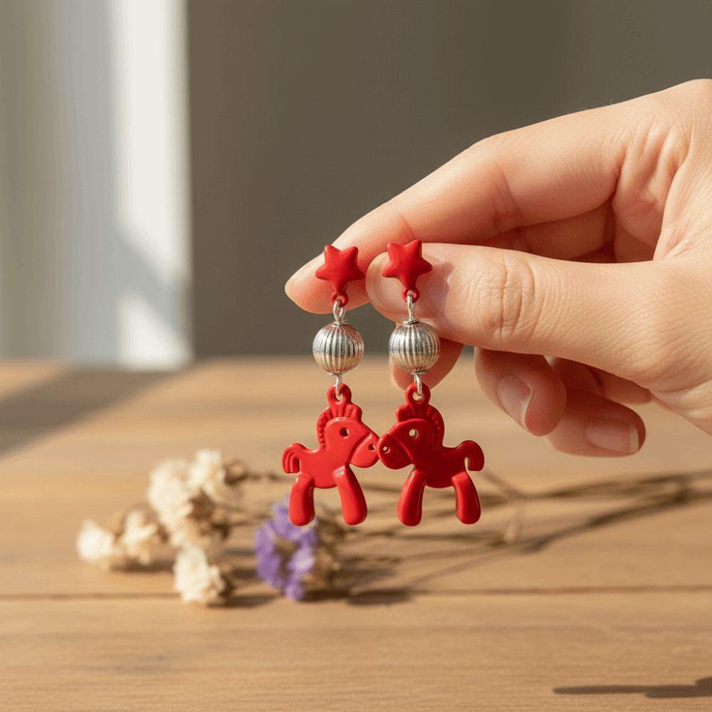 Fashion Jewelry Chinese Style Pony Earrings Heart Star Horse Drop Earrings Gift
