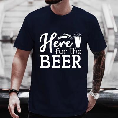 Here for The Beer Graphic Graphic T Shirts Men Y2k Streetwear Beer DAY Drinking Party Tops Plus Size Clothes Short Sleeve Tees