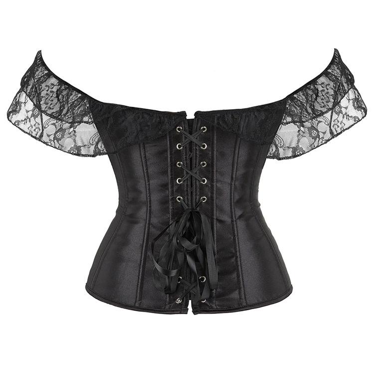 JYL Satin Lace Short sleeved Palace Beauty Bodysuit with Waist Shaping