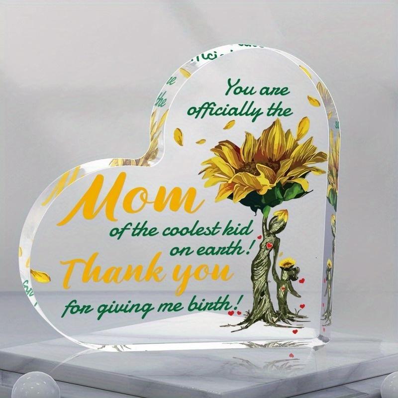 Mom Gift Acrylic Heart Keepsake Sign for Home Office Table Decor Heart Acrylic Paperweight Gift Presents for Mom
