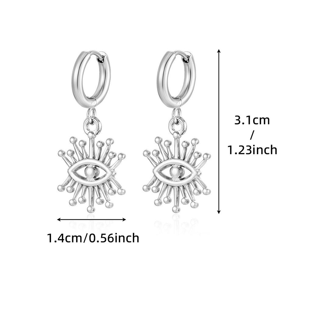 316L Stainless Steel Eye Pendant Earrings For Women Drop Hoop Earrings Vintage Metal Small Ears Piercing Charm Zircon Gifts