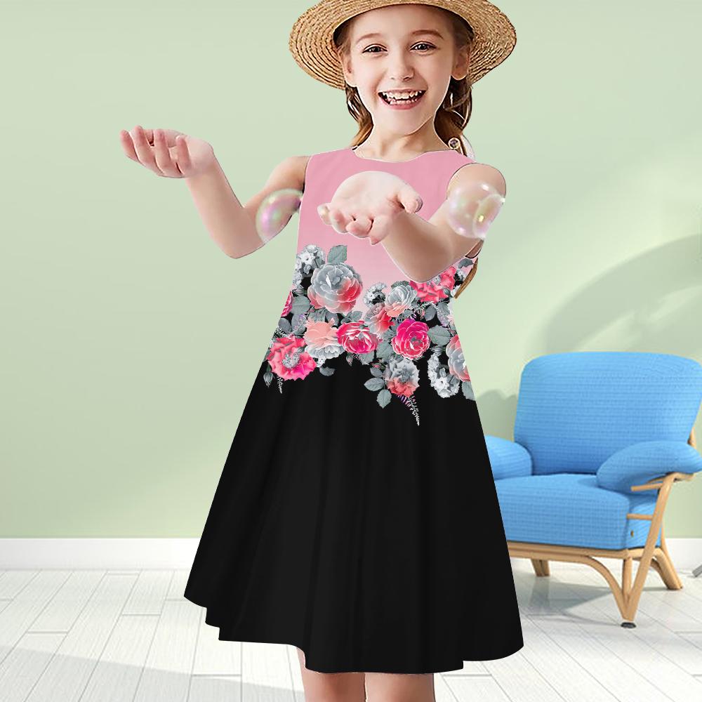 

Платья для девочек с 3D-принтом, детское платье принцессы без рукавов, платье-майка с 3D-принтом, синее платье с цветочным принтом и надписью «Tilt Etiquette» 180 розовый