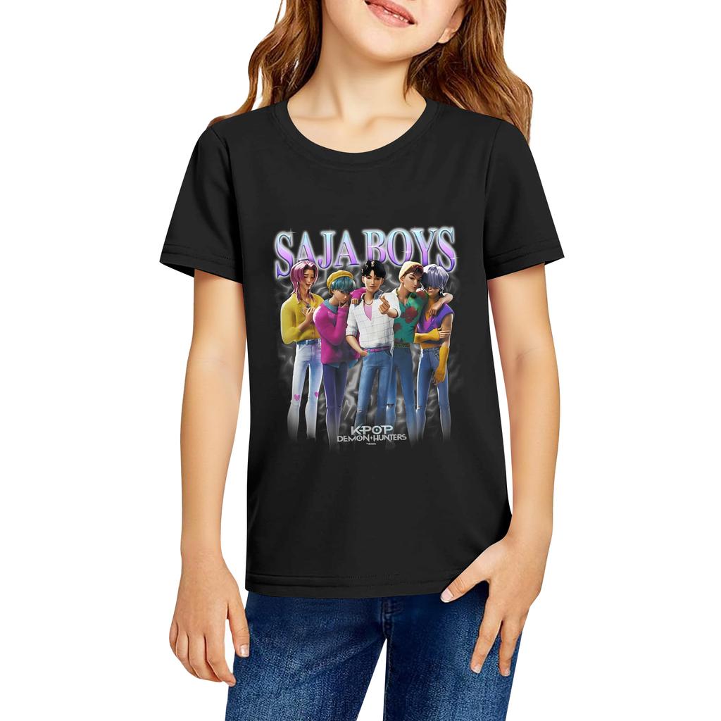 Fashionable Round Neck Short Sleeve Work Clothes Printed Tops For KID Summer Tops