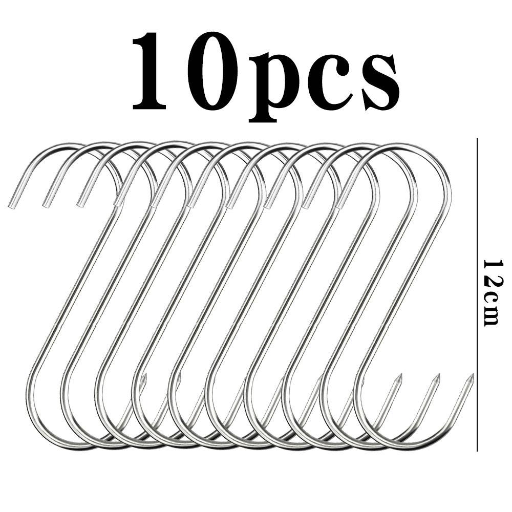10 Stück S-Haken Edelstahl Kleidung Taschen Handtücher Hängeregal Multifunktions Küche Schlafzimmer S-Haken Heimaufbewahrung Organiza