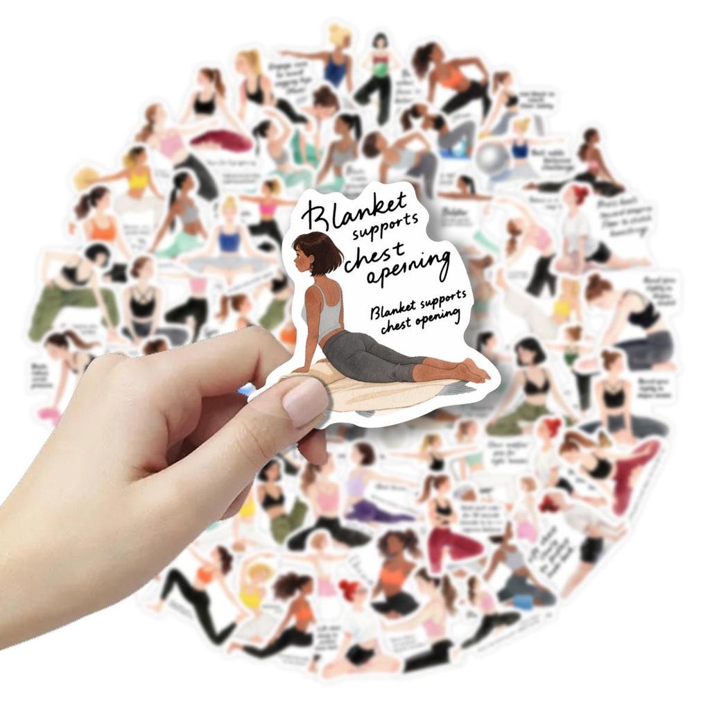 72pcs Watercolor Yoga Stickers for Fitness & Journaling