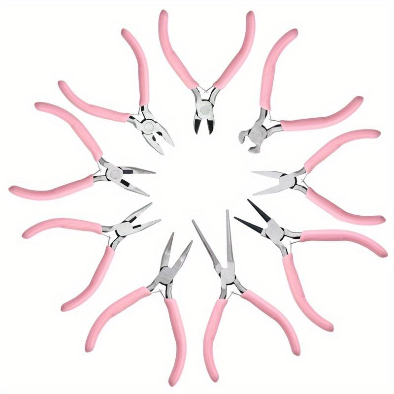 9pcs Mini Jewelry Pliers, Round Curved Needle Tips, DIY Tool Kit Suitable for Jewelry Production and Repair, Top Cutting Pliers, Round Mouth Pliers
