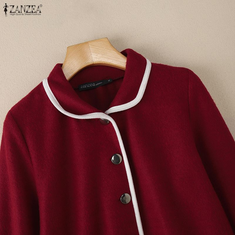 ZANZEA Women Casual Solid Color Loose Long Sleeve Blouse