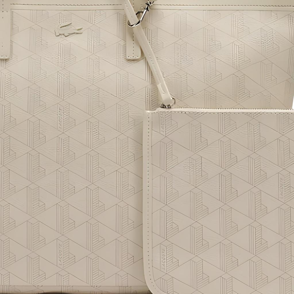 Lacoste Fashion Commuter Large Capacity PVC Tote Bag Shopping Bag Shoulder Bag Women tote bags Off-white NF5001ZE-Q56