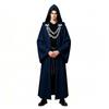 Halloween Gothic Hooded Robe Costume With Chain Detail Medieval Wizard Priest Cosplay Outfit Party