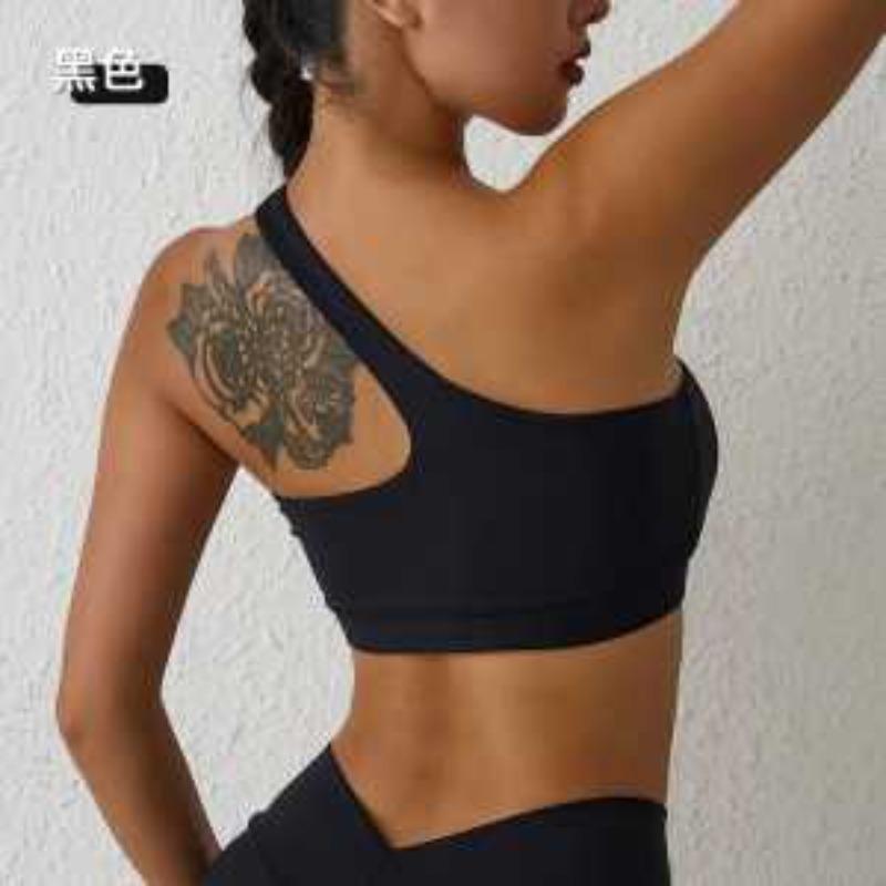 Reggiseno Sportivo da Donna a Spalla Singola Top Yoga Imbottito Integrato Nylon Spandex ad Alta Elasticità