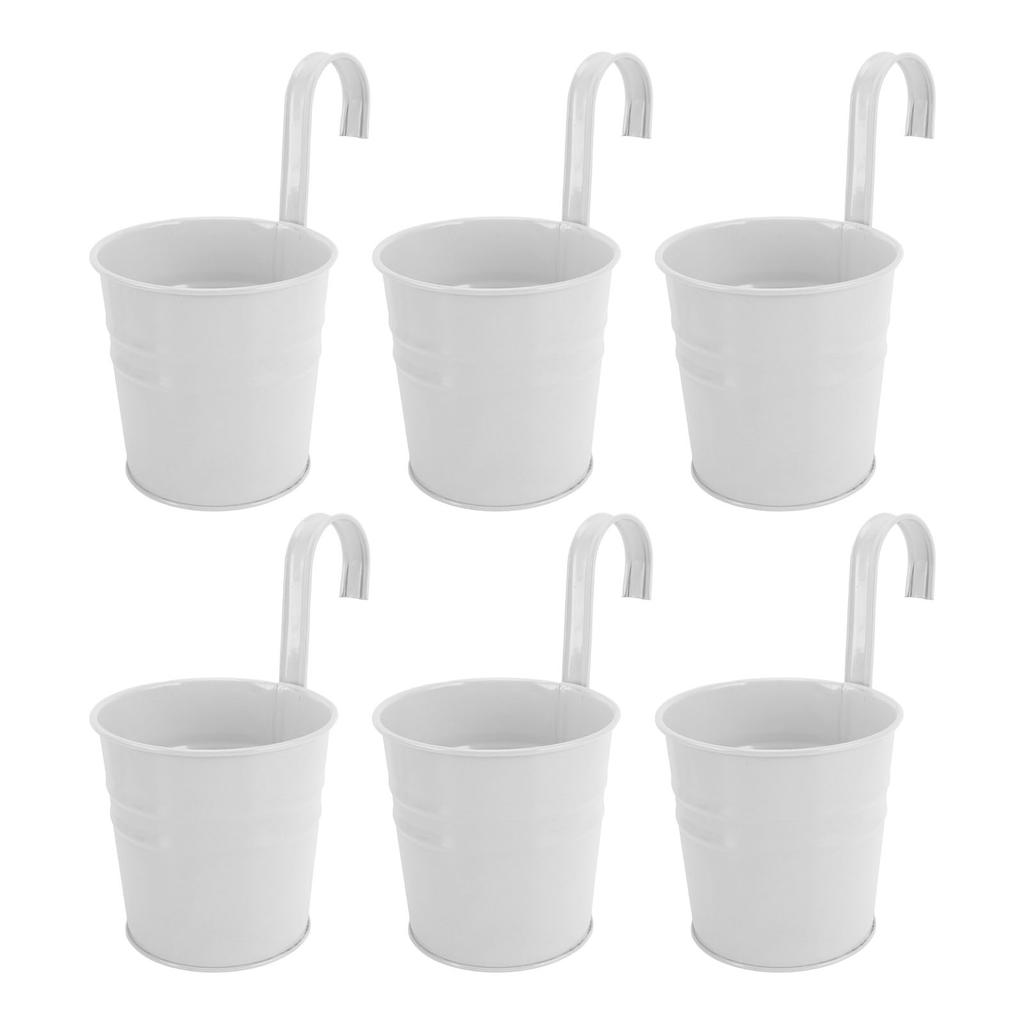 10Pcs Hanging Flower Pots with Removable Hooks Outdoor Indoor Plants Metal Buckets Wall Fence Home