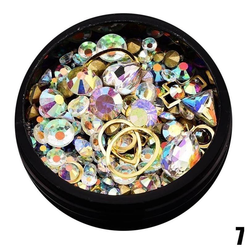 Rainbow Jelly DIY Nail Art Sticker Rhinestone Fashion 3D Charms Wheel Manicure Rivet Stud