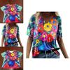 Summer Casual T Shirt With Floral Print And V Neck For Women