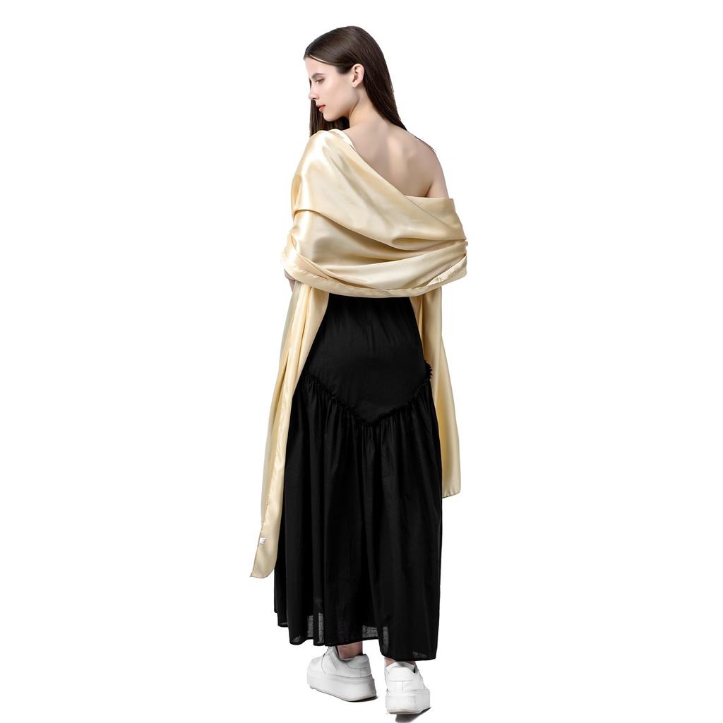 240*65cm Extra-long Women's Silky Satin Shawls and Wraps, Lightweight Head Scarves, Evening Pashmina Vintage Sheer Stole