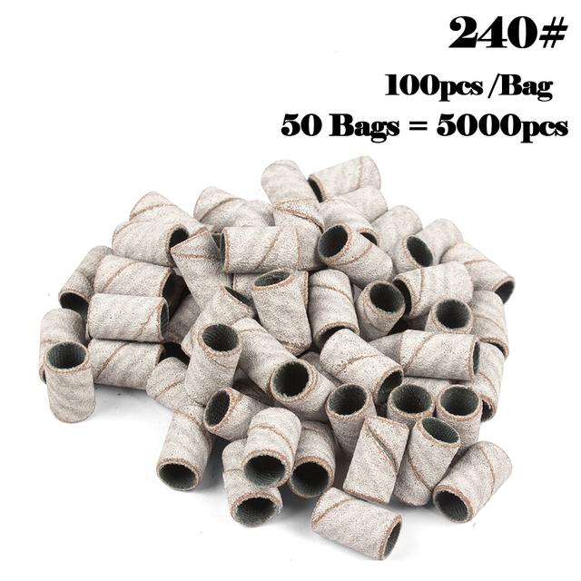 5000pcs Nail Art Sanding Bands 80# 120# 180# 240 Grinder Band for Manicure Drill Machine Removing Gel Varnish Pedicure