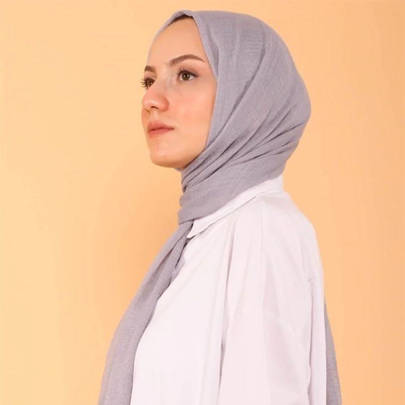 90X180Cm Muslim Women Plain Soft Cotton Crumpled Jersey Hijab Fashion Ramadan Breathable Ladies High Quality Turban Scarf Shawl