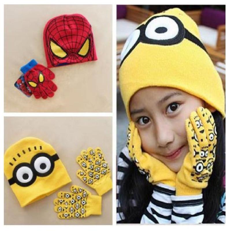 Cozy Winter Knit Kids Gloves And Hat Set Warm Fleece Lined For Toddlers