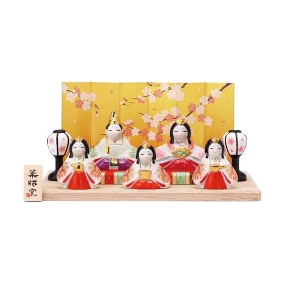 Yakushi Kiln [Peach Festival Hina Dolls] Dyed Yayoi Hina Dolls (Flat Decoration)