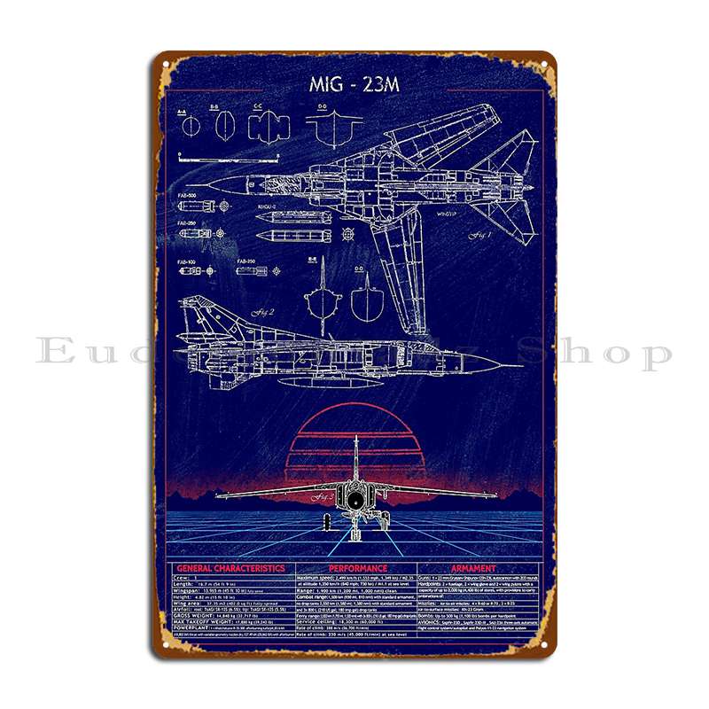 

Mig 23 Metal Plaque Poster Vintage Club Design Garage Personalized Tin Sign Poster 20x30cm（7.8x11.8inch）