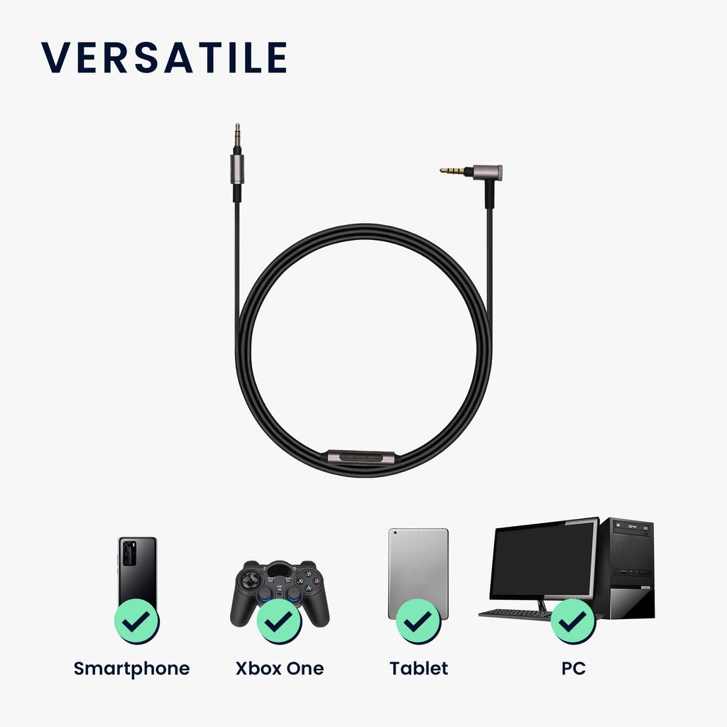 Kwmobile Sony H900N Compatible Earphone Cable Replacement Cable 150cm Volume Adjustment Jack Black WH-1000XM3 / WH-1000XM2 / WH-CH700N / MDR-100ABN /