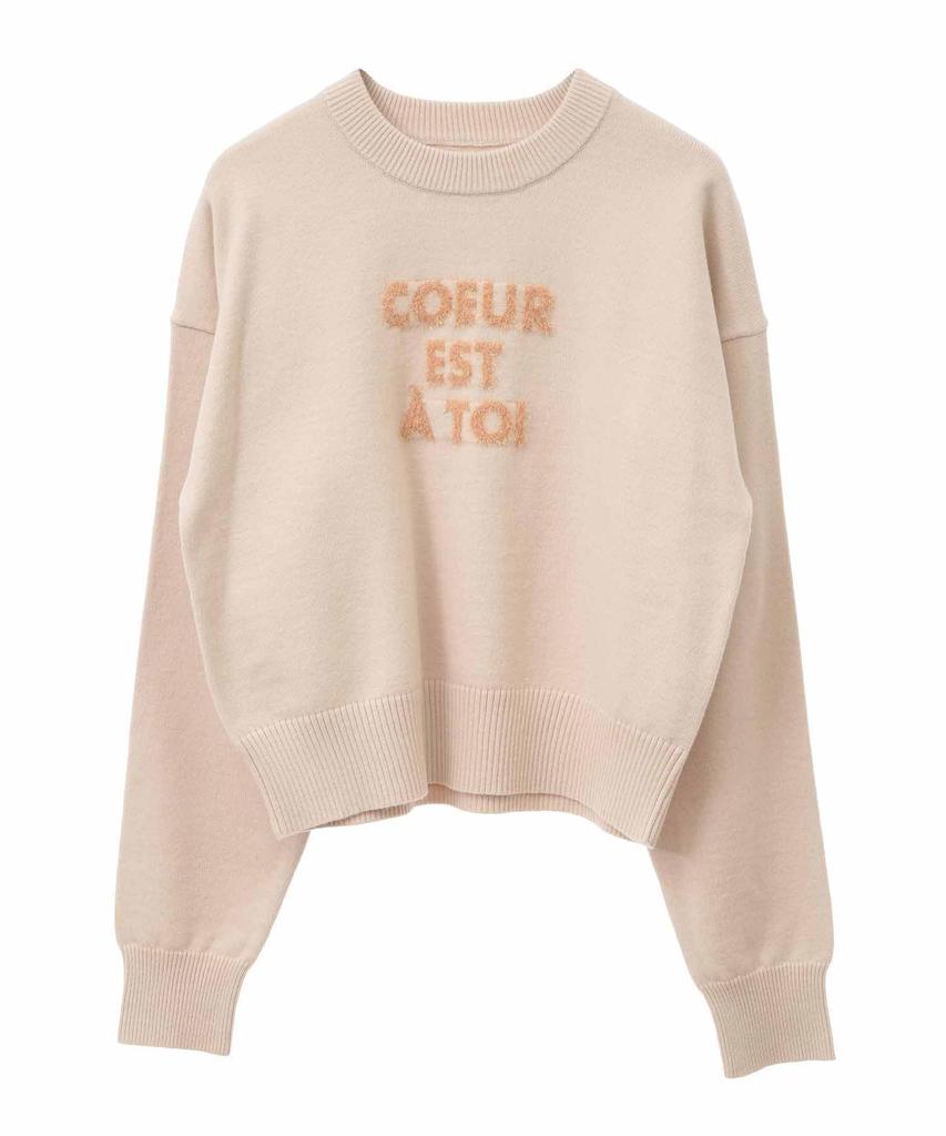 Son de Shaggy Lame Logo Knit Beige [Trente-An Mode] Sweater, Women's,