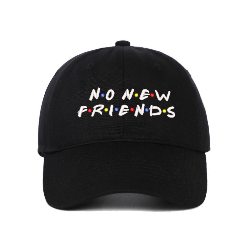 Korean Style 'No New Friends' Embroidered Unisex Baseball Cap with Sun Visor