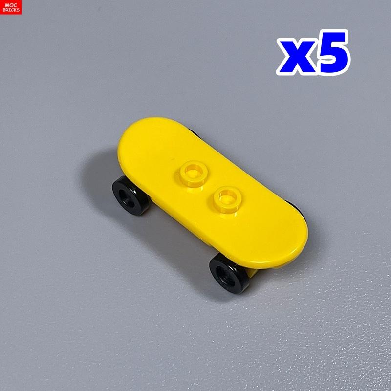 Non-Toxic 5Pcs/Lot Moc Bricks Player Skateboard With Trolley Wheel Holders Trolley Building Blocks Fit With 42511&2496 Toys Gifts