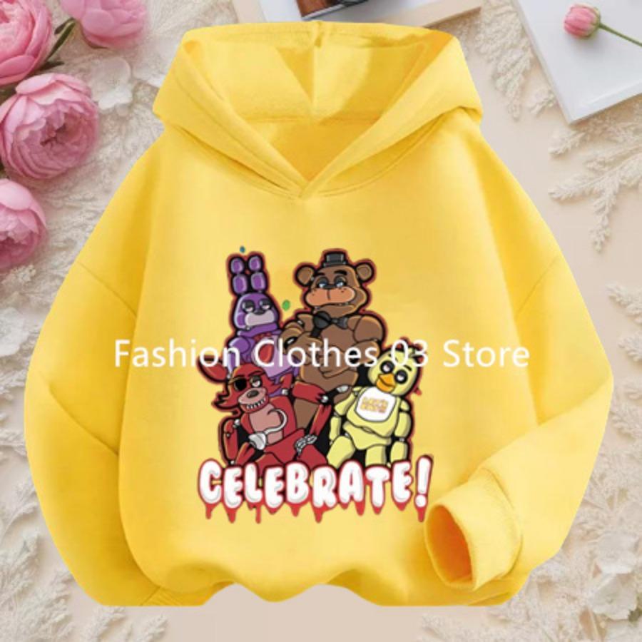 2026 Anime Five Nights Bear Hoodie 3-12 Year Kids Cosplay Unisex Hoodies Boys Sweatshirt Teen Girls Clothes Birthday Gift